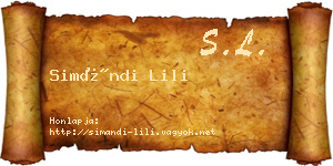 Simándi Lili névjegykártya